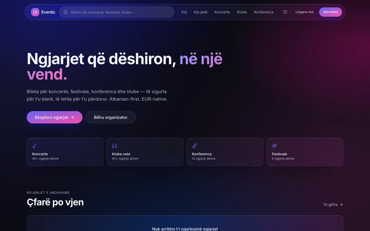 Screenshot of Eventic