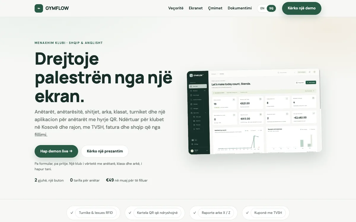 Screenshot of GymFlow