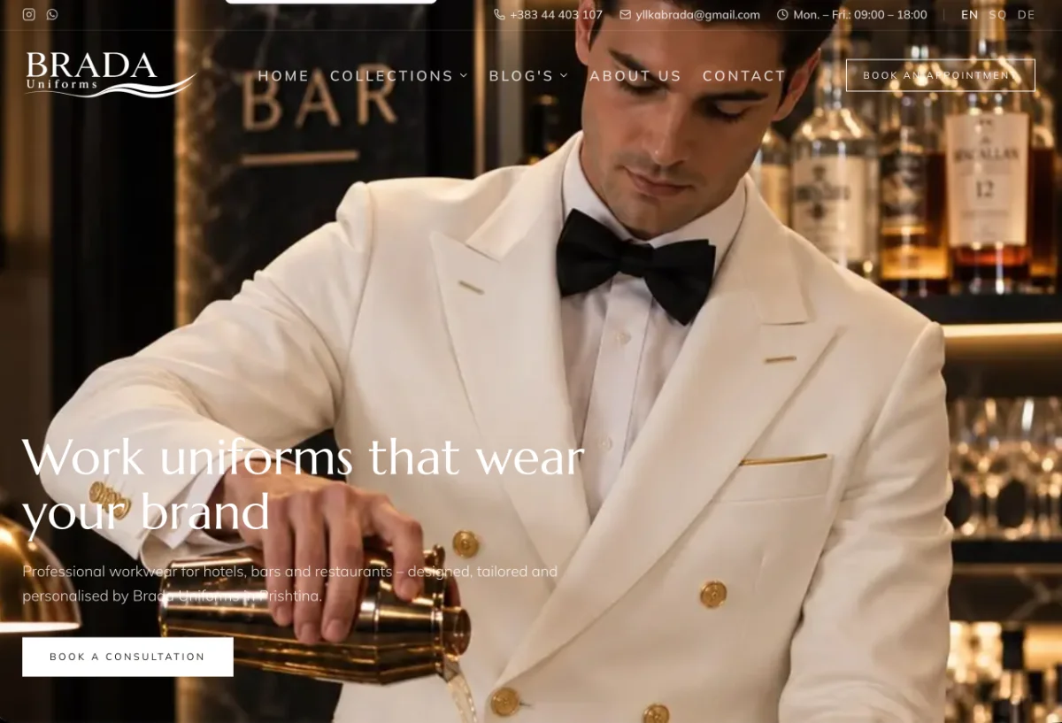 Screenshot of BRADA UNIFORMS